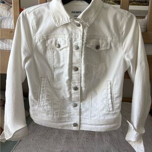 Old Navy White Denim Jacket with Button-Front